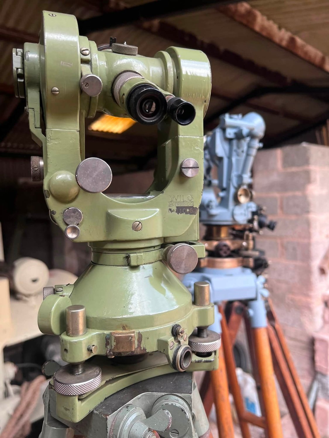 A green Wild Heerbrugg theodolite from the LRDG theodolite collection